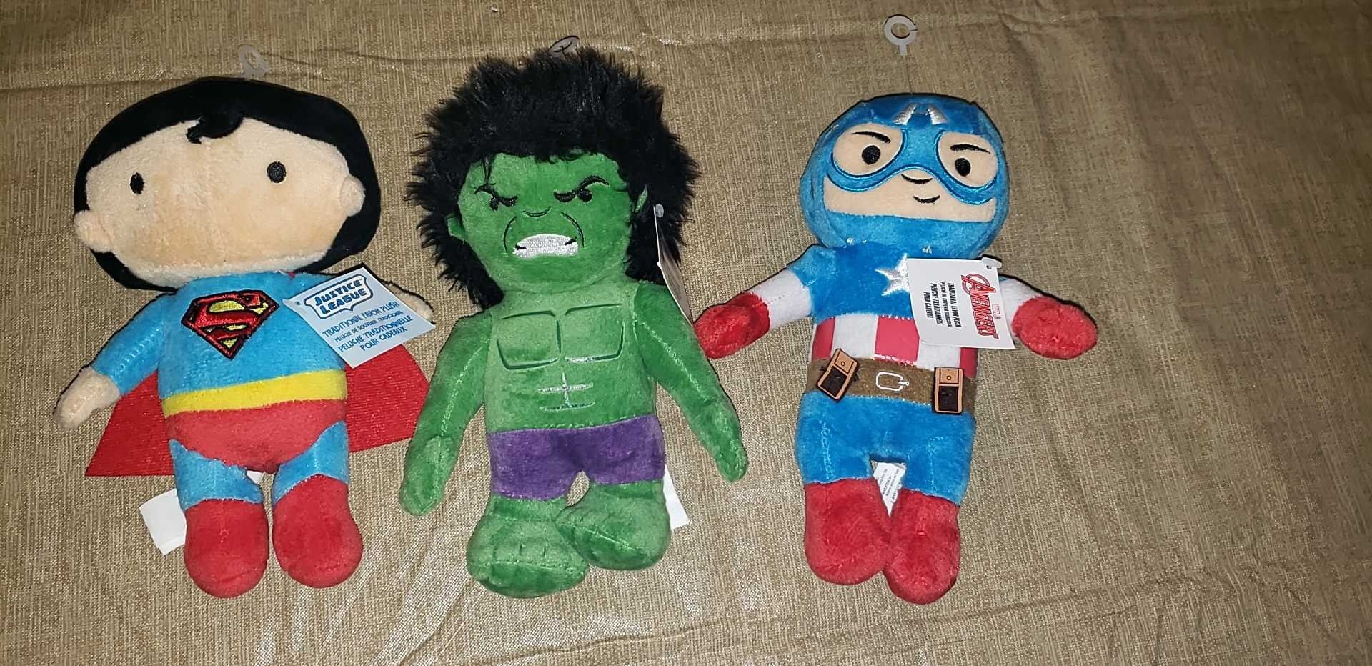 Lot of 3 Super Hero plush toys NEW