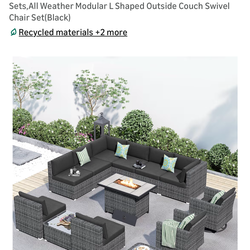 Assembled 13 piece Patio Furniture Set with Fire Pit