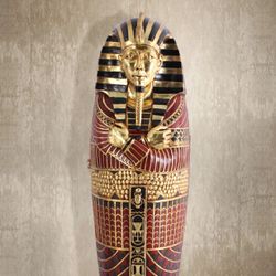 75" Life Size Egyptian Pharaoh Tutankhamun King Tut Sarcophagus Display Cabinet