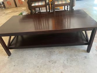 Dark Wood Coffee Table with Bottom Shelf