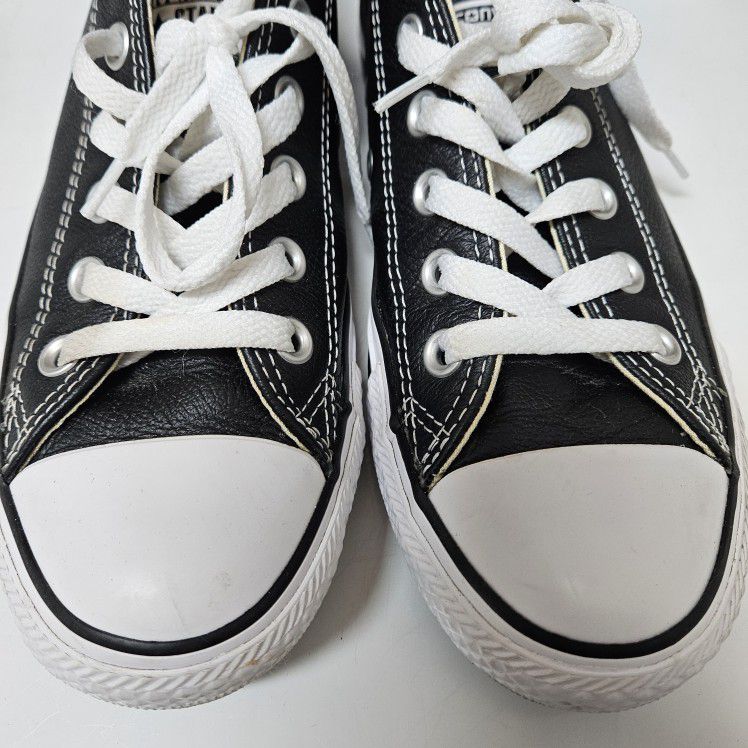 Black Leather Converse Sneakers (Size 7)