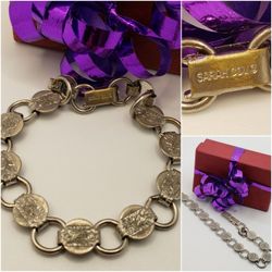 Sarah Cov Vintage bracelet, Hollow style, Silver tone.7.5 inches length #895
