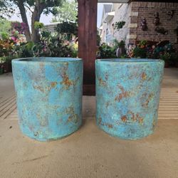 Turquoise Cylinder Clay Pots . (Planters) Plants, Pottery, Talavera $110 cada una.
