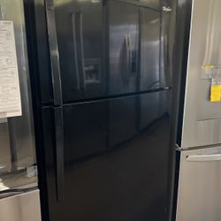 Whirlpool Gloss Black Top Freezer Refrigerator Apartment Size 