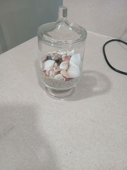 Small Glass Jar With Seashells 