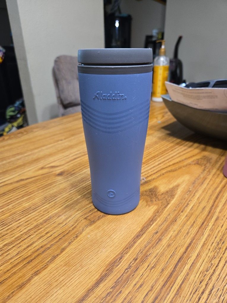 Blue Aladdin Travel Mug. Stainless Steel Inside. 16oz.