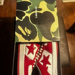 Bape Red Pentant Leather 