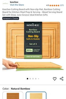 Keechee 3 PC Bamboo Cutting Board Set With Non-Slip Mat