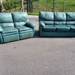 Leather Sleeper Sofa and Recliner Loveseat 