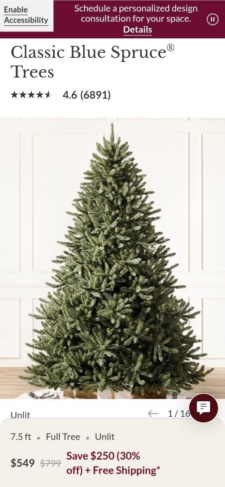 Balsam Hill 7.5 Classic Blue Spruce Tree