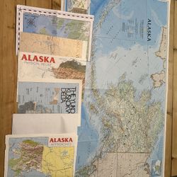 * 7x Large Old ALASKA MAPS  * Yukon * Upper Kudkokwim * Alaska/Aleutian Islands/Basin  * Alaska from US/Canada Surrounds Map  * Alaska Physical Relief