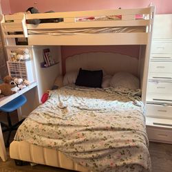 Twin Over Full Bunk Bed With Stairs, Desk And Storage