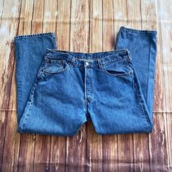 Levis Strauss 501 Mens Straight Leg Denim Jeans Blue Size 36 x 30