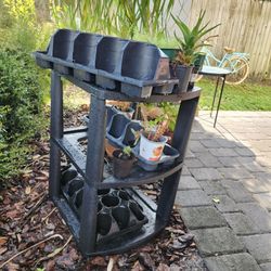 Outdoor Patio Balcony Backyard Two-tier Point Stand With Bonus Planter Trays