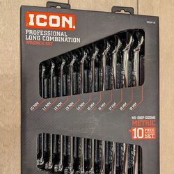 Icon Long Pattern Professional Combination Wrench Set 10-19mm Wrenches