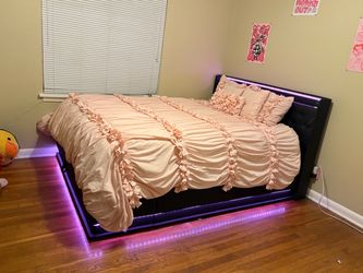 Black Platform Bed Frame with LED Lights (including mattress)