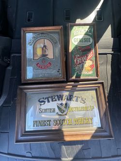 Vintage framed pub and brewery advertising mirrors
