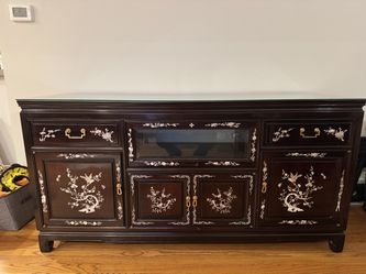 Hand-Carved Rosewood Sideboard / Buffet with Mother-of-Pearl Inlay