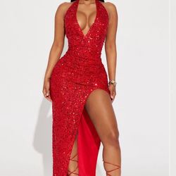 sequin red dress 