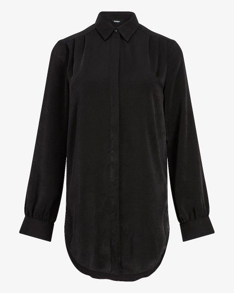 Express Pleated Shoulder Tunic - Black - Size S