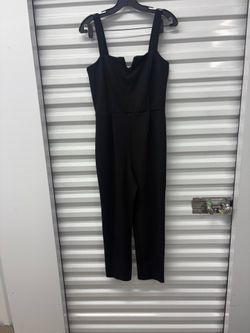 A New York Women's Black Solid Sleeveless Jumpsuit Sweetheart Zip Straight M
