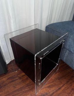 Acrylic and Black Reddish Tint Side Table