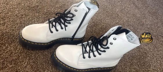 Dr. Martens Jadon Platform Boots – White Leather (New)