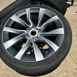  (4) 19" x 8.5" Tesla Model 3 Nova 2024 2025 OEM Wheels Rims Goodyear Tires 99% Tread