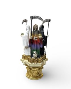 Santa Muerte Set Of 3 Statues In 1 8.5” High