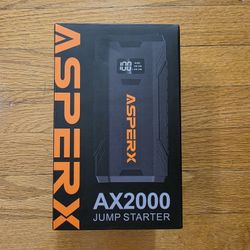 ASPERX Car Battery Jump Starter,2000A Peak Portable Jump Box for Car up to 8.0L Gas or 6.5L Diesel Engine, 12V Battery Power Booster with LED Light