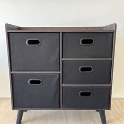dark wood organizer with 5 drawers