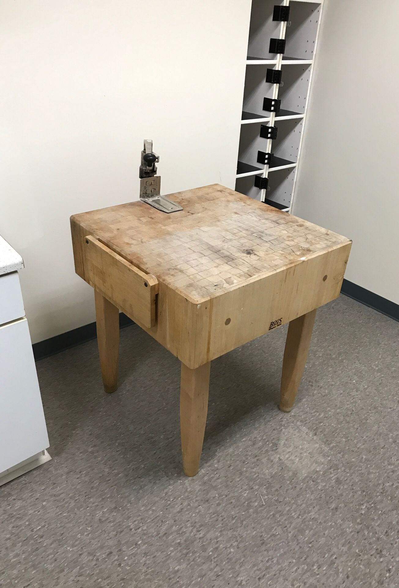 Butcher block with can opener