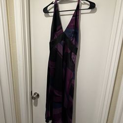 Laundry By Shelli Segal Purple Print Silk Halter Dress