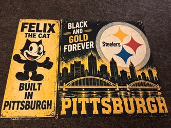 Pittsburgh Steelers Felix the cat on a metal sheet