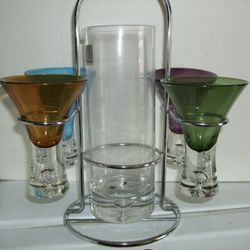 Bar Pitcher with 4 Colored glasses