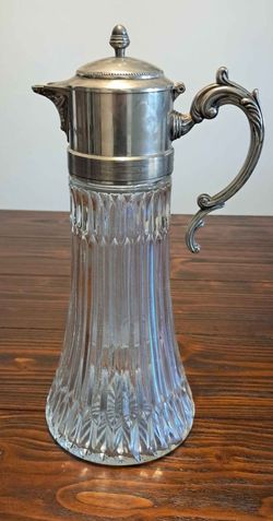 Vintage Italian Silver-Plated & Glass Claret Carafe with Ice Chiller (MCM)