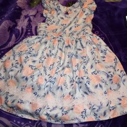 Tahari Girls Dress Ruffle Bow Toodler Party Wedding Baby Shower Fun Bow On Back Beautiful Flower Dress Floral Sz 7