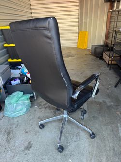 Black Leather Office Chair with Chrome Base