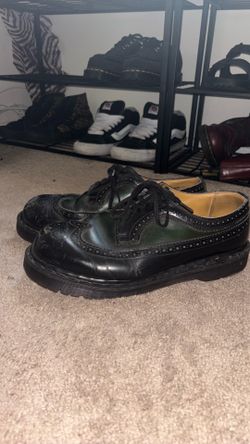 Vintage Dr. Martens Forest Green and Black Brogue Made in England