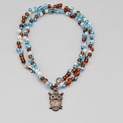 Beaded Vintage Necklace Owl 🦉 Pendant 