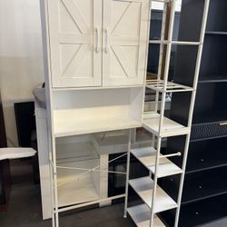 Over The Toilet Storage Cabinet with Doors - 7 Tier Bathroom Organizer with Adjustable Shelf, Freestanding Space Saver Rack Above Toilet Stand for Bat
