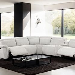 Brand New Elegant Light Grey Reclining Chenille Sectional Sofa 
