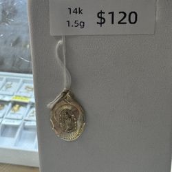 14k Yellow Gold Religious Pendant 
