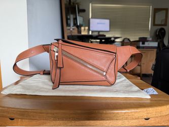 Authentic LOEWE Calfskin Mini Puzzle Bumbag in Tan