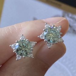 Diamond Moissanite Star Earring’s 925 