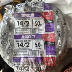 14/2 x 50 ft. Solid CU MC (Metal Clad) Armorlite Cable