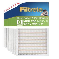 Filtrete Air Filter 1”, MPR 700 MERV 8, Dust, Pollen and Pet Dander Filter, 8-pack