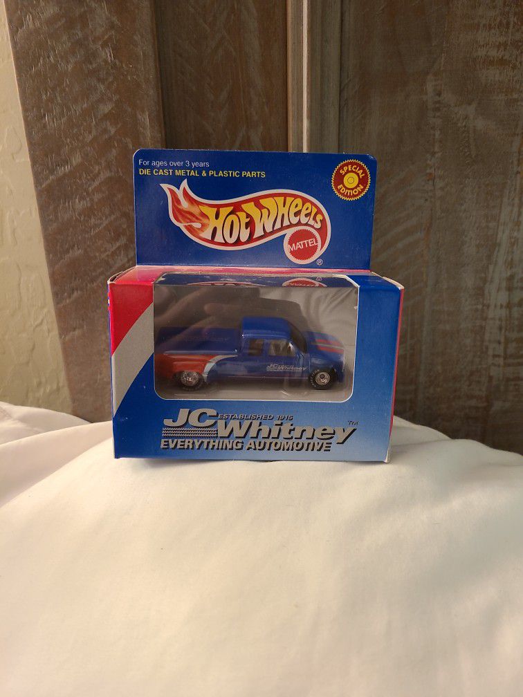 Hot Wheels JC Whitney Blue C3500 Extended Cab Pickup w/ Real Riders MIMB