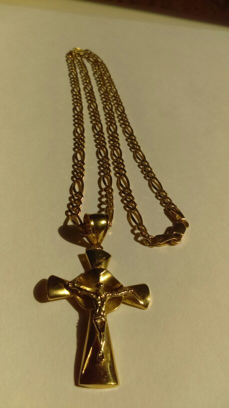 Jesus Christ Crucifix Gold & Silver Chain