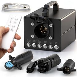 Trailer Light & Electric Brake Tester with Wireless Remote Control, 12V 10Ah Battery, IP68 All-Metal Case, Compatible with 7-Way Flat (Spade), Include